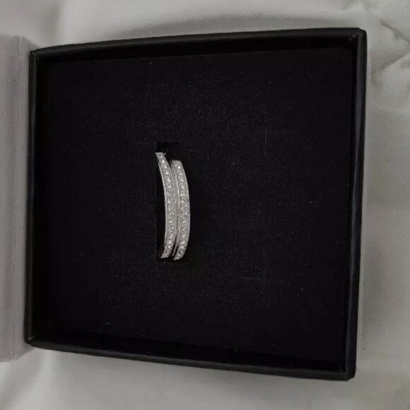 Cate & Chloe Bianca Hoop Earrings 18k White Gold Plated, Swarovski Crystal 25mm - Picture 5 of 8